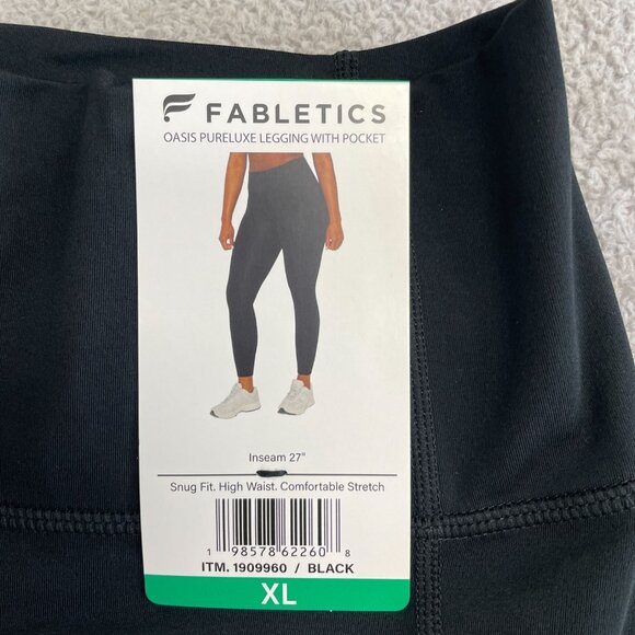 NEW Fabletics Women's XL Oasis PureLuxe Legging Pocket Black High Waist Snug Fit - Picture 7 of 11